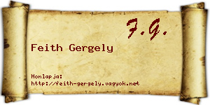 Feith Gergely névjegykártya